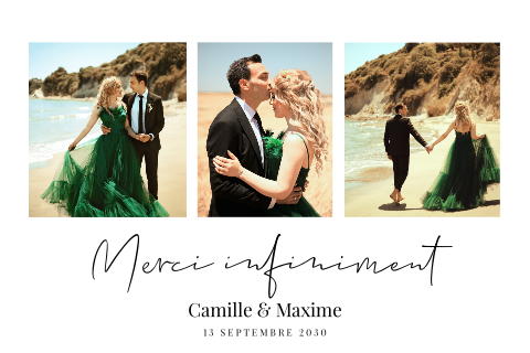 Carte de remerciement magnet classique avec trois photos