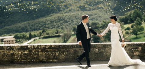 Carte de remerciement panoramique avec plusieurs photos