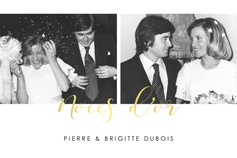 Invitation simple recto-verso pour noces d'or avec photos