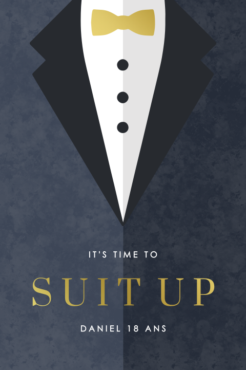 Invitation originale et moderne pour les 18 ans avec un costume