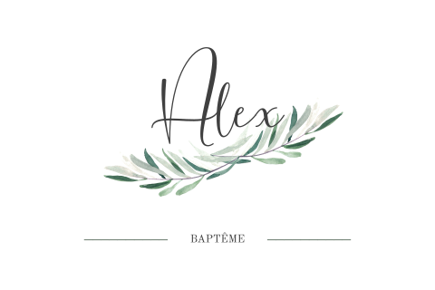 Faire-part de baptême nature avec feuilles d'eucalyptus