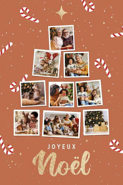 Carte de voeux avec sucre d'orge et bonhomme en pain d'épices