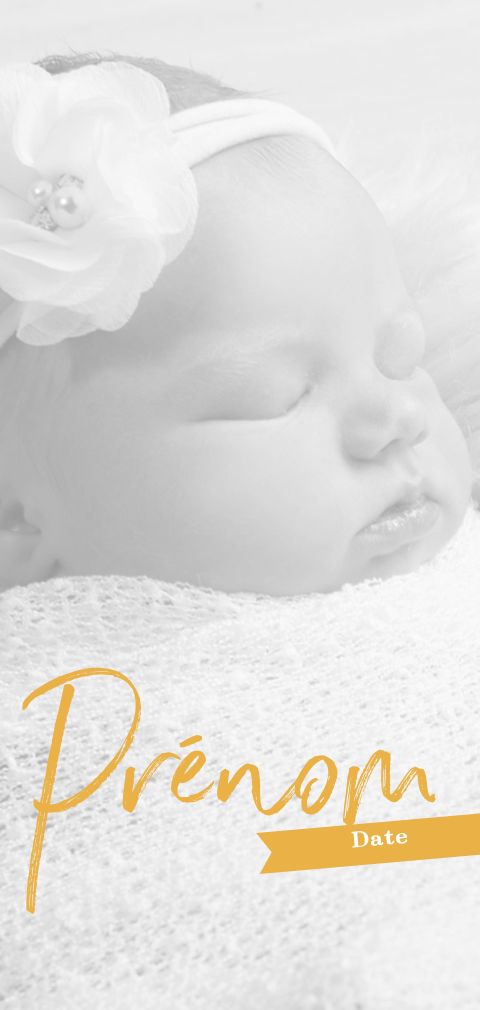 Faire-part de naissance avec photo et aspect aquarelle jaune