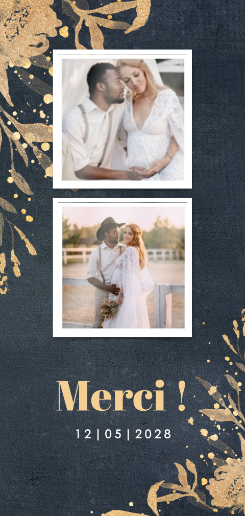 Carte de remerciement artistique avec fleurs