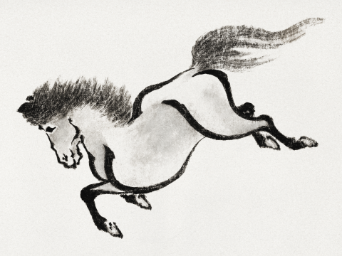 Affiche du cheval de Katsushika Hokusai dans l'album de croquis