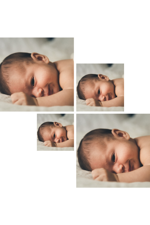 Faire-part de naissance à créer avec 4 photos de formats différents