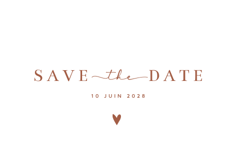 Save the date avec un texte brun et des feuilles aux traits fins.