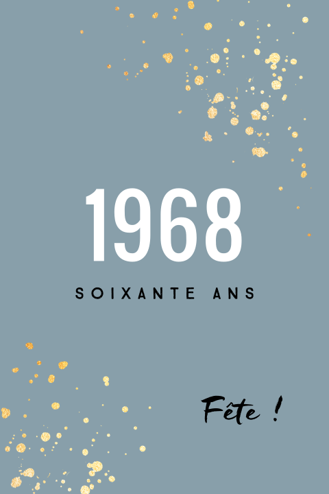 Carte d'invitation pour le 60e anniversaire sur fond gris-bleu