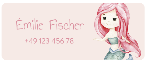 Étiquette de nom sirène avec numéro de téléphone 70x30 mm