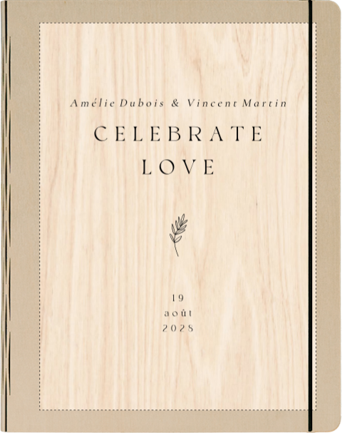 Livre d'or en bois minimaliste avec petite branche