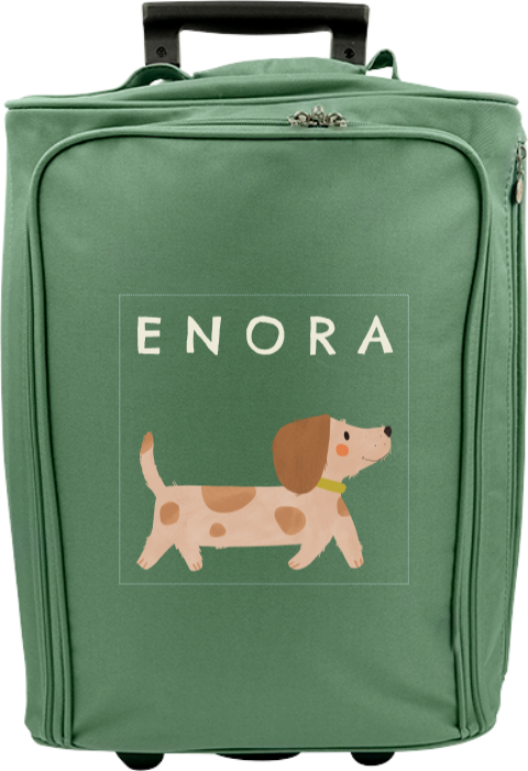 Valise à roulettes avec adorable chien et prénom