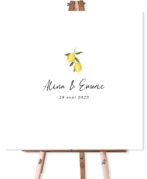 Panneau de bienvenue carré avec agrumes et élégante police