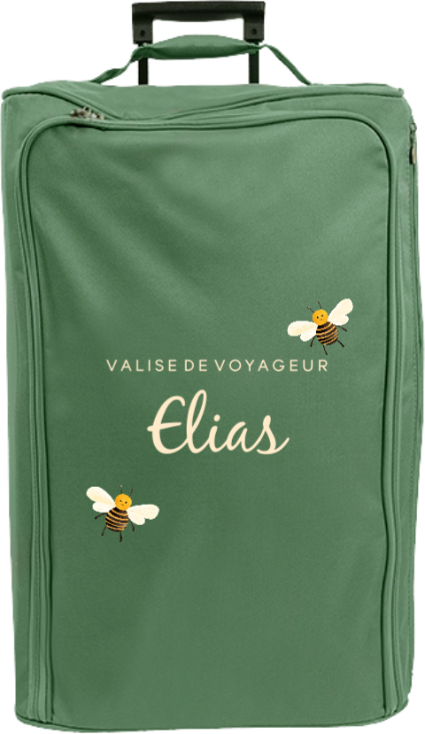Valise à roulettes avec abeilles, prénom et message