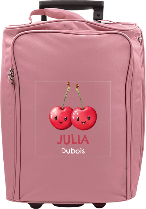Valise à roulettes avec cerises et prénom