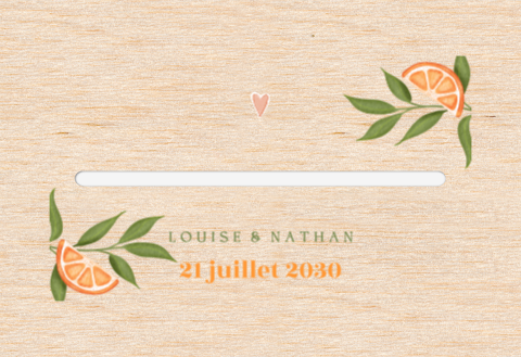 Urne mariage tendance avec oranges et petit cœur