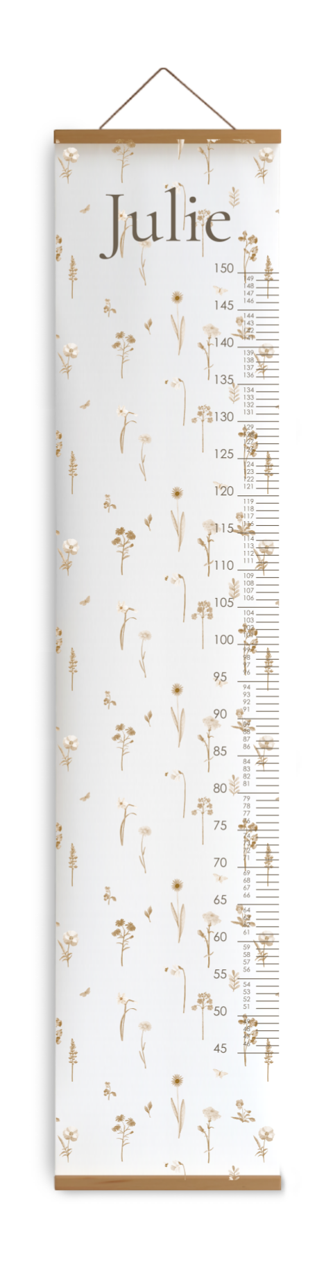 Toise avec des fleurs séchées dans des teintes beige