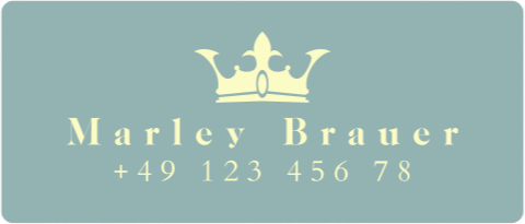 Étiquette de nom avec couronne et numéro de téléphone 70x30 mm