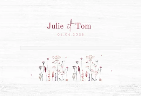 Urne mariage avec fleurs séchées et prénoms des mariés