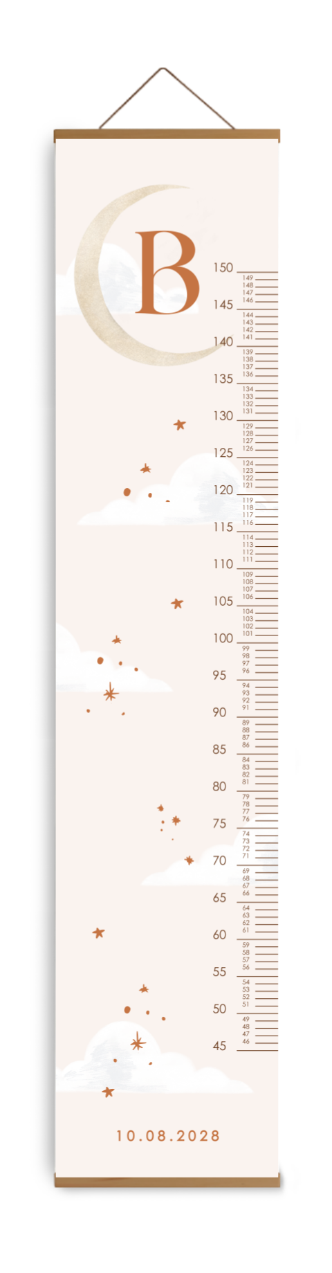 Toise avec initiale, lune et étoiles