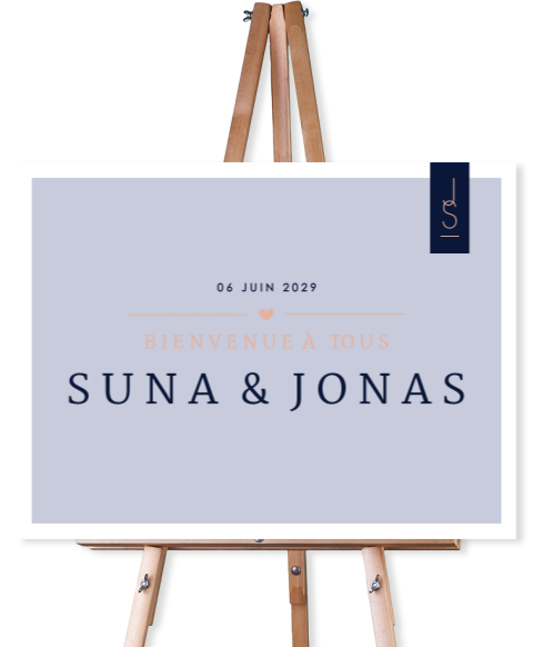 Panneau de bienvenue élégant avec cadre et fond bleu