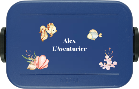 Boîte à pain avec nom et poissons