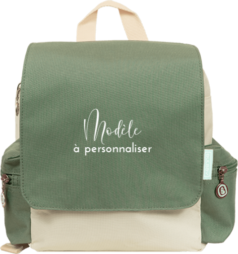 Sac à dos vert et beige à personnaliser
