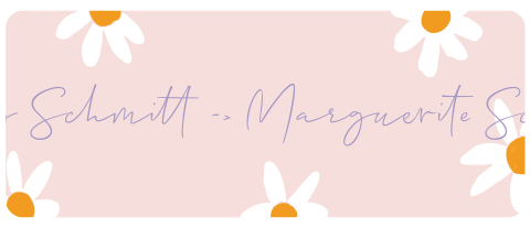 Étiquette de nom pour la rentrée scolaire avec des fleurs sur un fond rose 50x20 mm