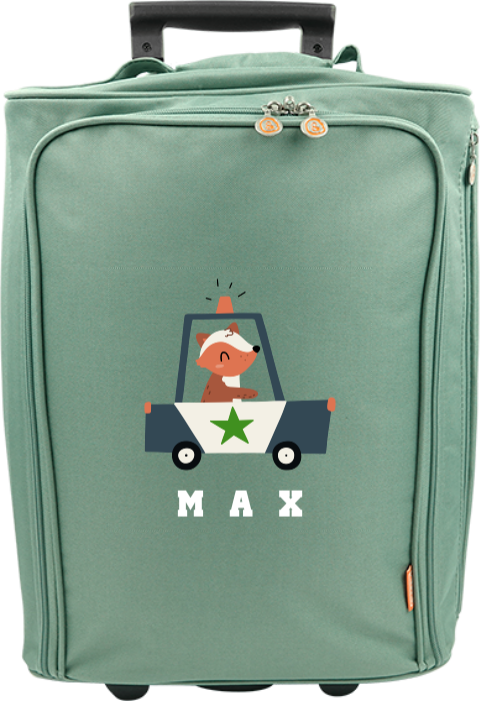 Valise à roulettes avec voiture de police et prénom