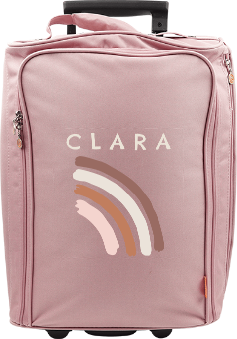 Valise à roulettes avec un semi arc-en-ciel et prénom