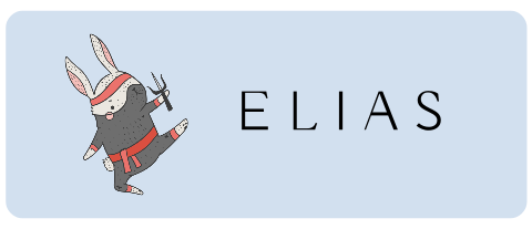 Étiquette de nom avec Ninja et nom 50x20 mm