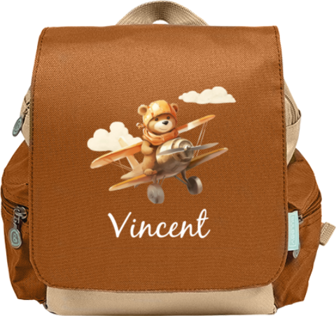 Sac à dos avec ourson dans un avion