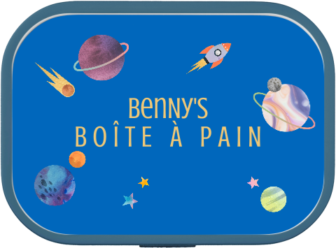 Mepal Boîte à lunch en bleu avec nom sur le thème de l'espace
