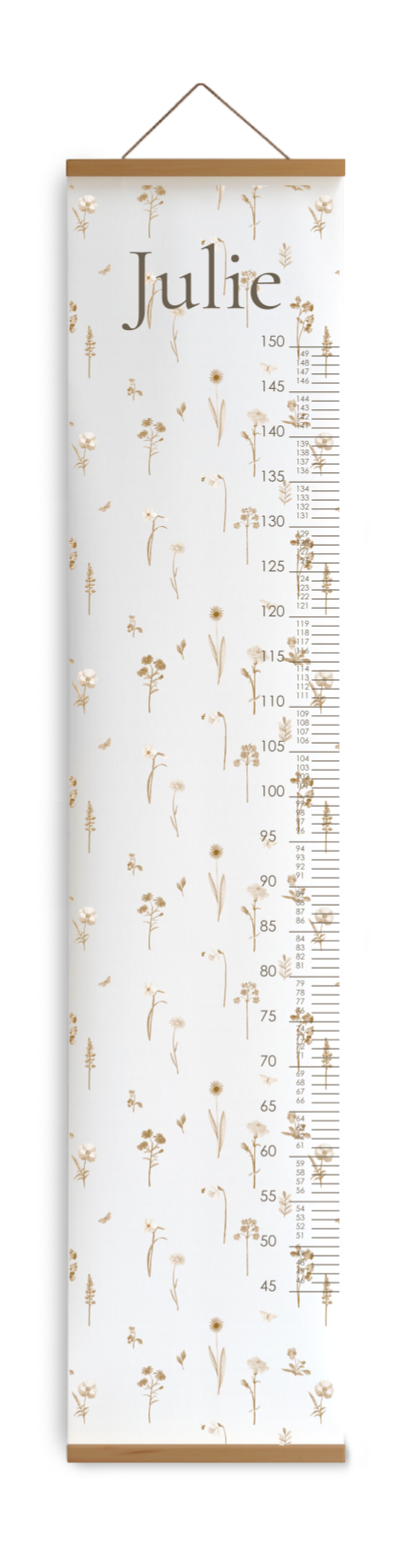 Toise avec des fleurs séchées dans des teintes beige