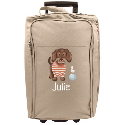 Valise à roulettes avec chien, caneton et prénom