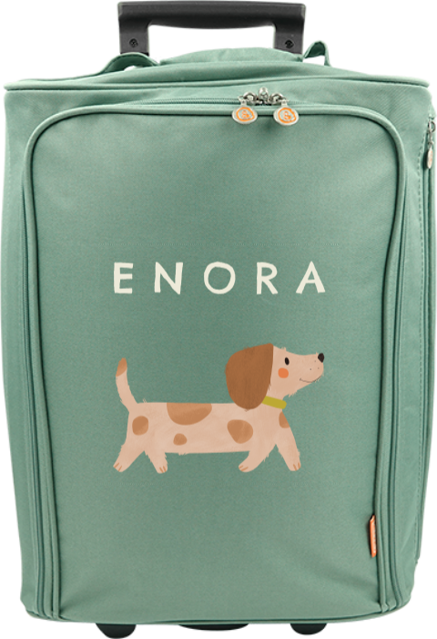 Valise à roulettes avec adorable chien et prénom
