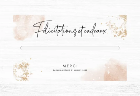 Urne mariage avec aquarelle rose et détails dorés