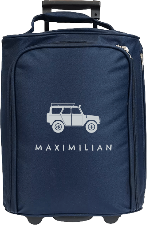 Valise à roulettes avec prénom et jeep