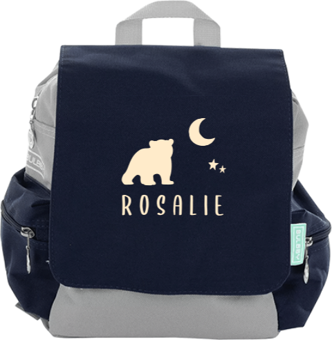 Sac à dos avec silhouette ours, lune et étoiles