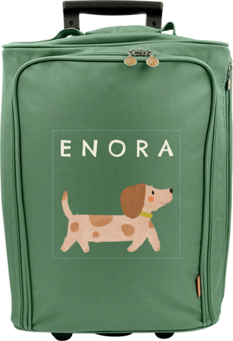 Valise à roulettes avec adorable chien et prénom