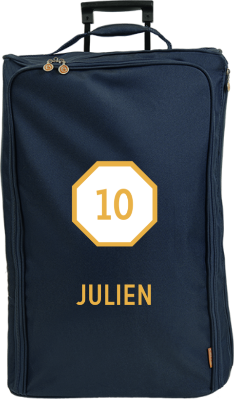 Valise à roulettes avec age et prénom