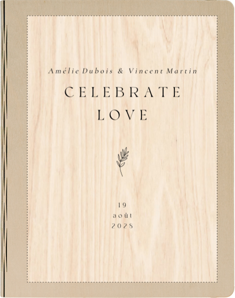 Livre d'or en bois minimaliste avec petite branche