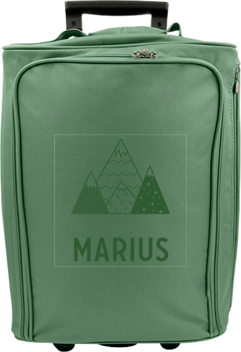 Valise à roulettes avec montagnes et prénom