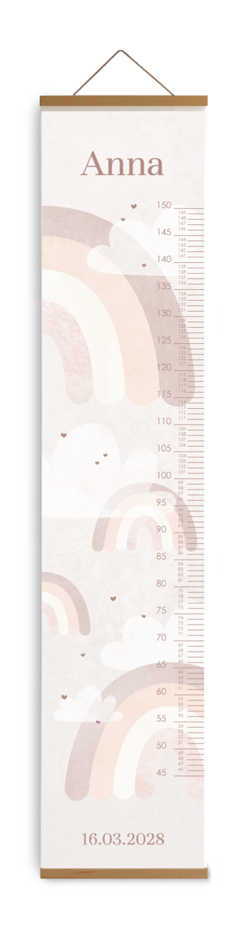 Toise rose avec des arcs-en-ciel