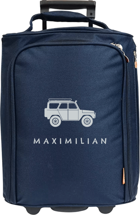 Valise à roulettes avec prénom et jeep