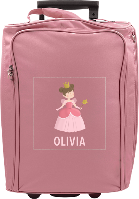 Valise à roulettes avec reine des fées et prénom