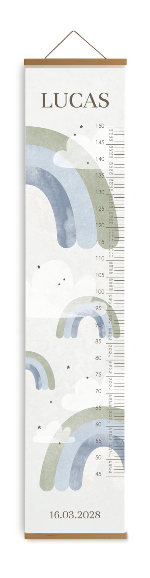 Toise bleue et verte avec des arcs-en-ciel