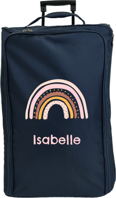 Valise à roulettes avec arc-en-ciel et prénom