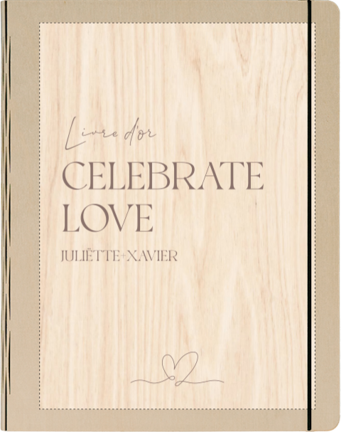 Livre d'or en bois tendance avec cœur en dessin au trait