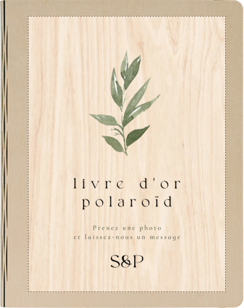 Livre d'or en bois tendance avec branche verte