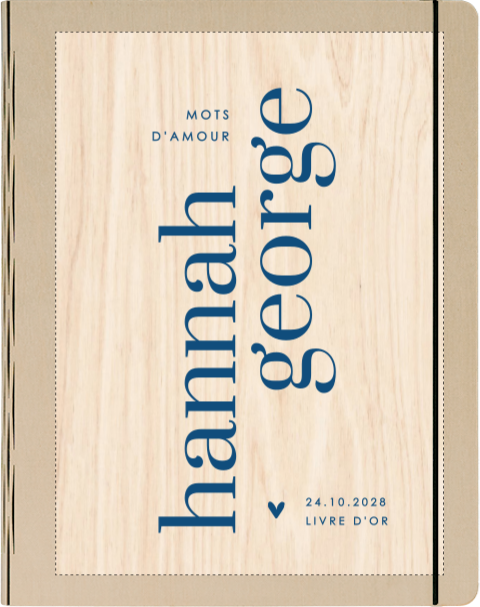 Livre d'or en bois moderne avec aspect colorblocking en bleu marine